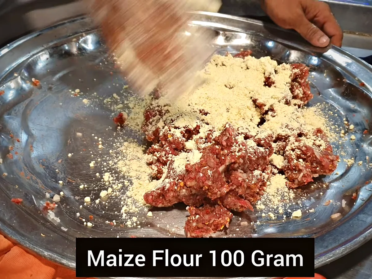 100 g maize flour added to chapli kabab mixture