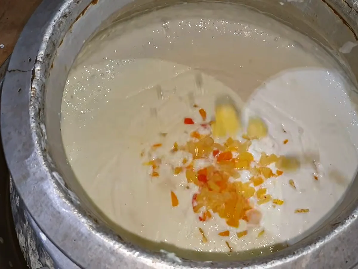 Fruit cocktail added to doodh dulari