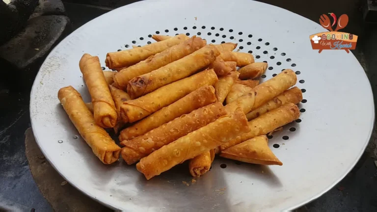 Plate of golden crispy spring rolls