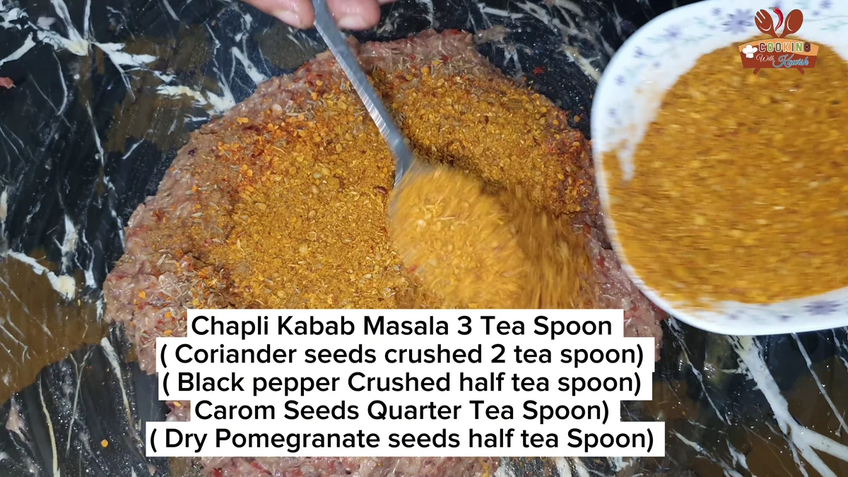 Chapli kabab masala of crushed coriander, black pepper, ajwain and anardana