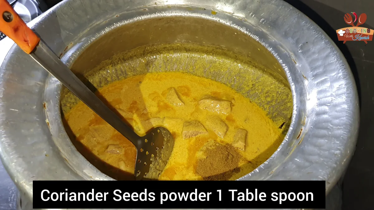 Coriander seeds powder stirred into the beef korma