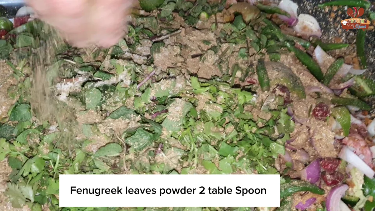 Fenugreek leaves powder added to the beef mixture