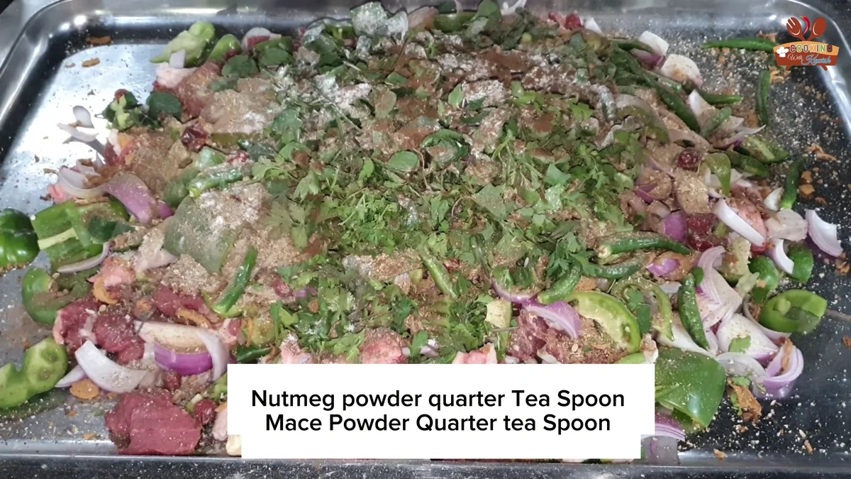 Nutmeg and mace powder added to the seekh kabab mixture