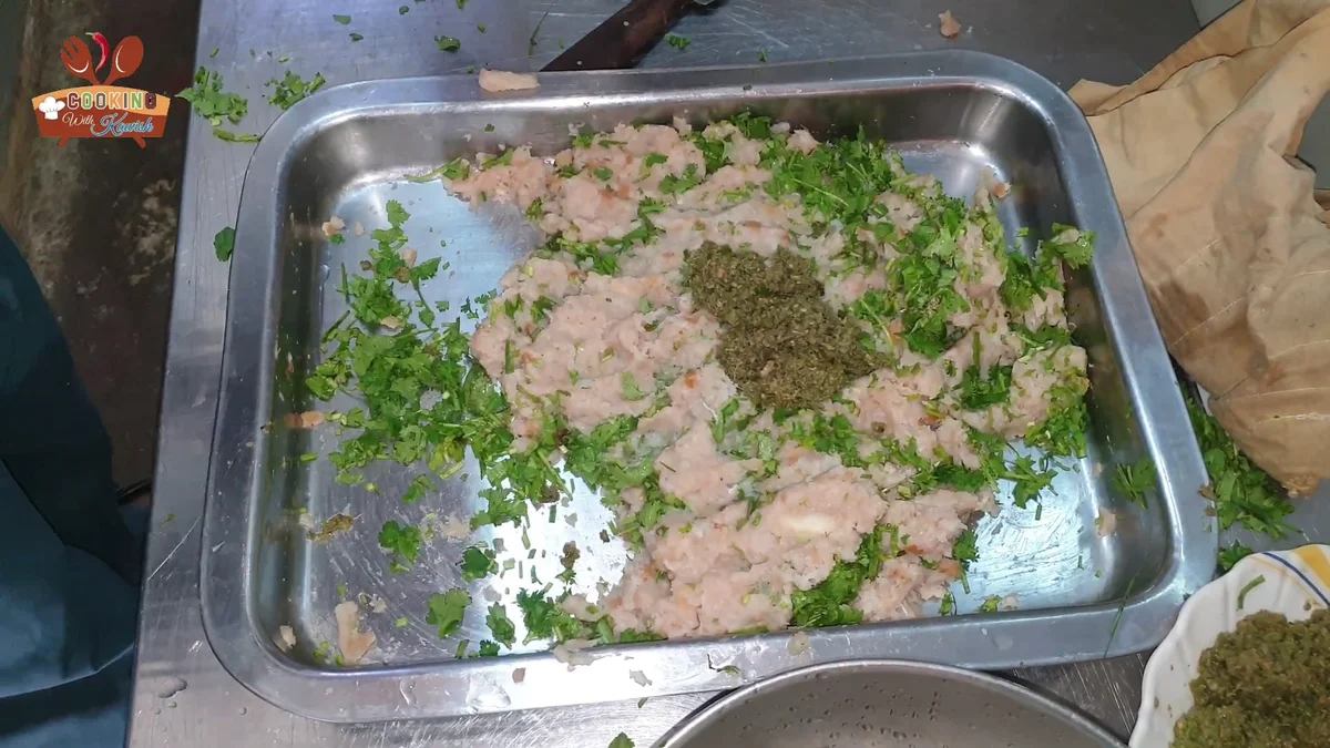 Green chilli paste added to the cutlet mixture