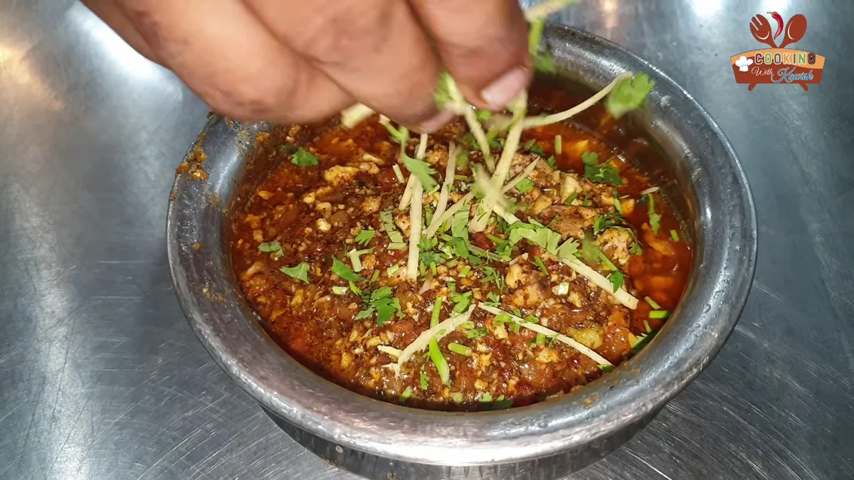 Ginger julienne and coriander added to the brain masala