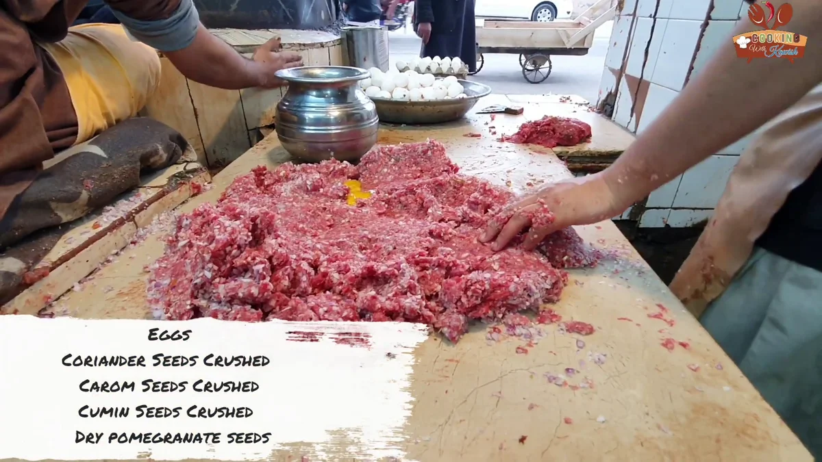 On-screen list of crushed spices for the chapli kabab