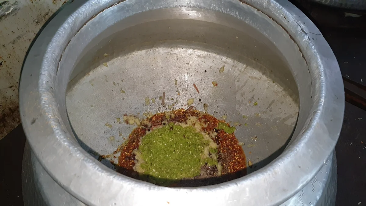 Green chilli paste added to the masala