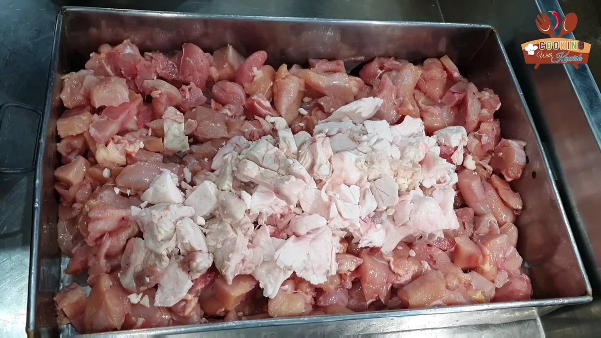 White chicken fat added over the boneless chicken