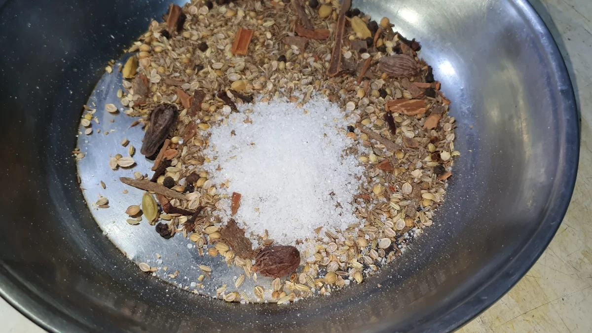 Salt added to the crushed spices