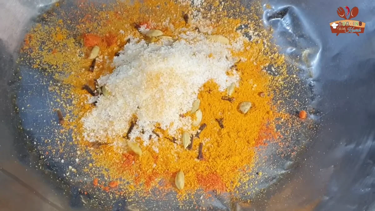 Korma spices with cloves and salt ready for the deg