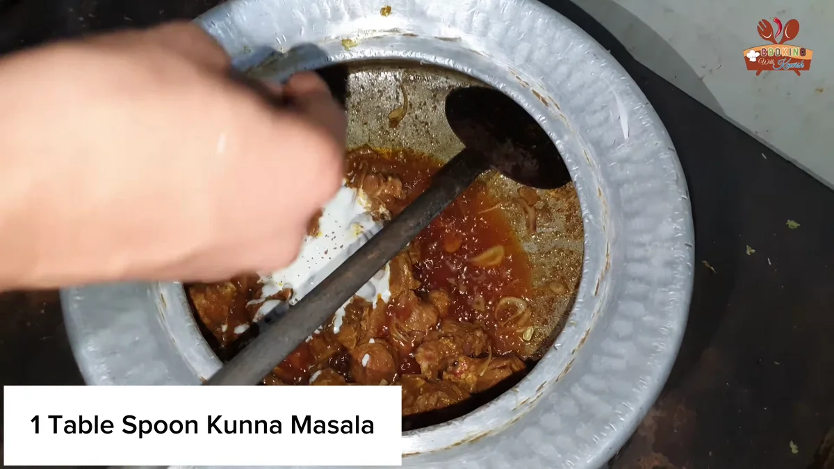 One tablespoon of kunna masala added to the mutton
