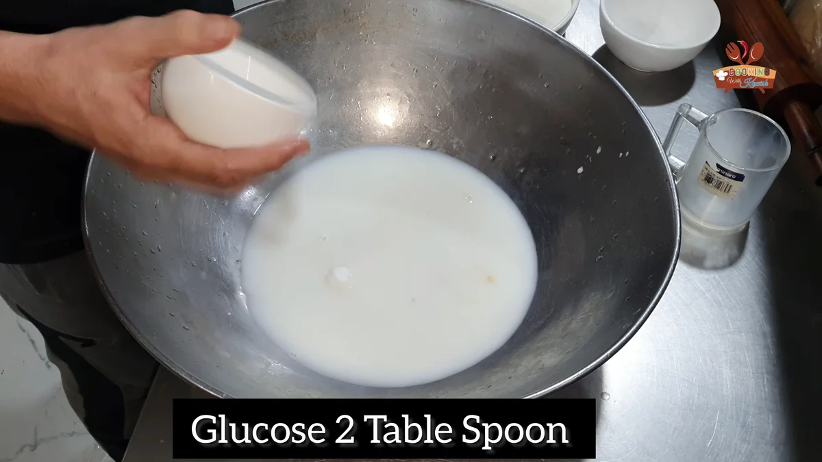 Glucose, two tablespoons, added to the liquid