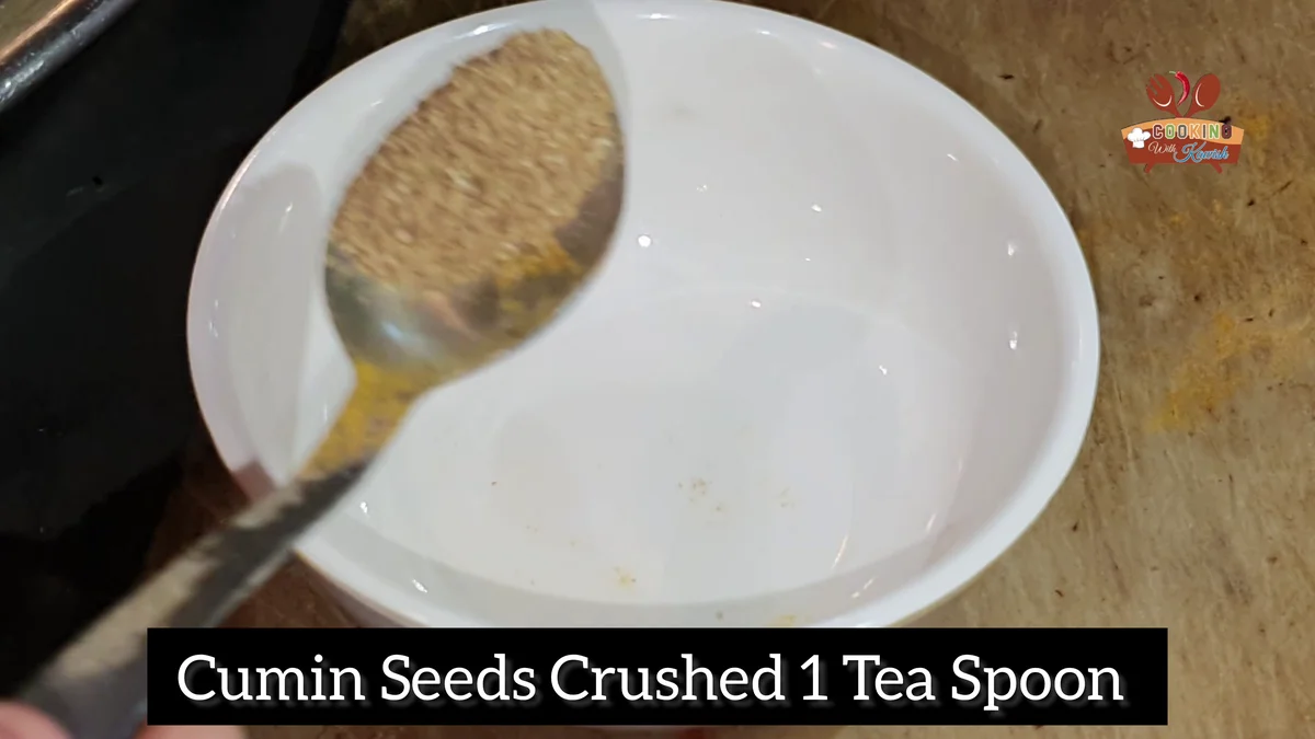 Crushed cumin seeds, one teaspoon, on a spoon