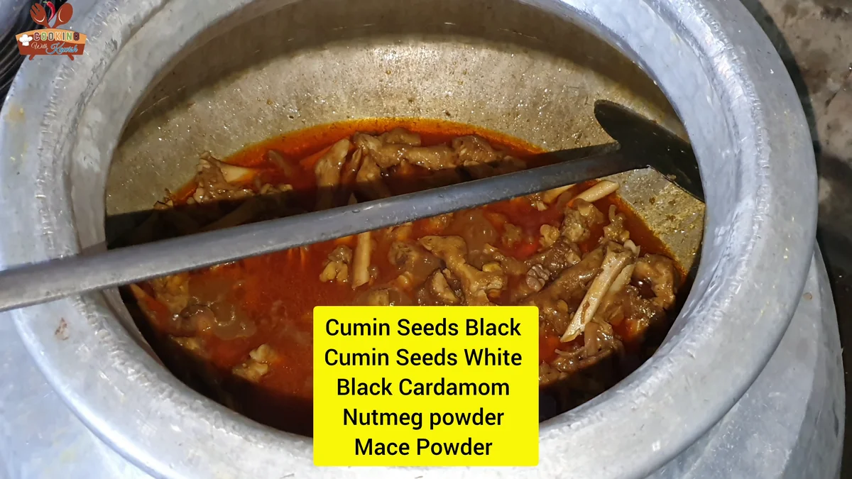 Roasted nutmeg, cumin, cardamom and mace masala added on top