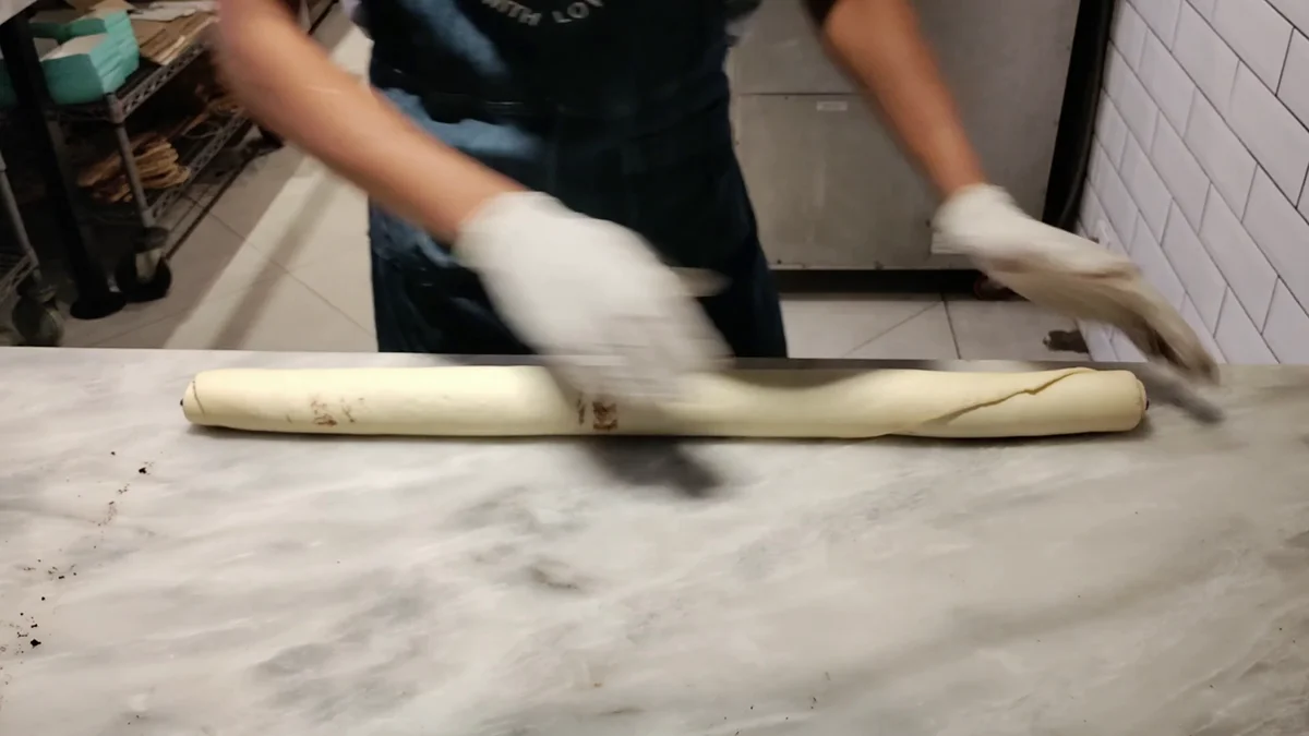 Dough rolled into a log