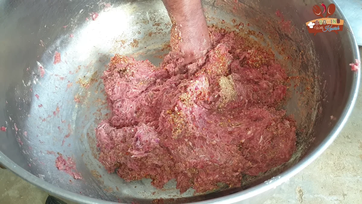 Chapli spices mixed through the mince
