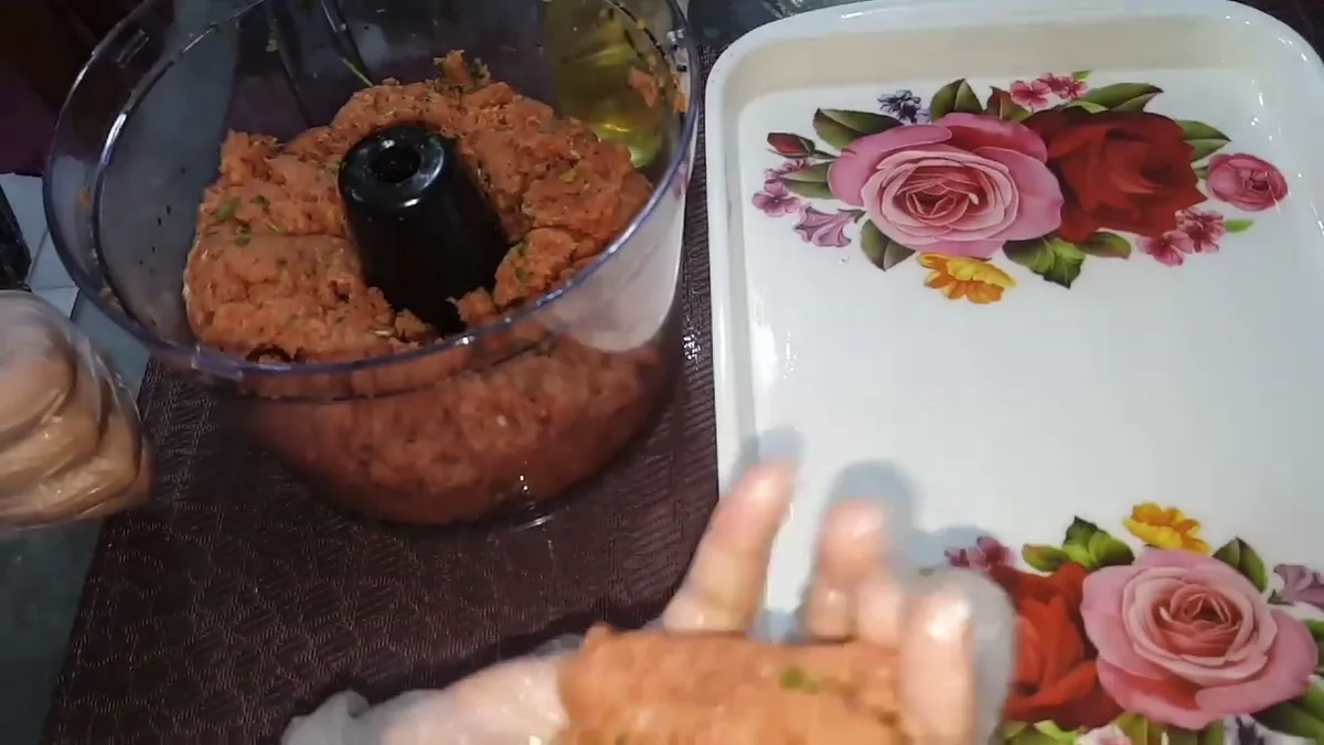 Blended kofta mixture in a bowl
