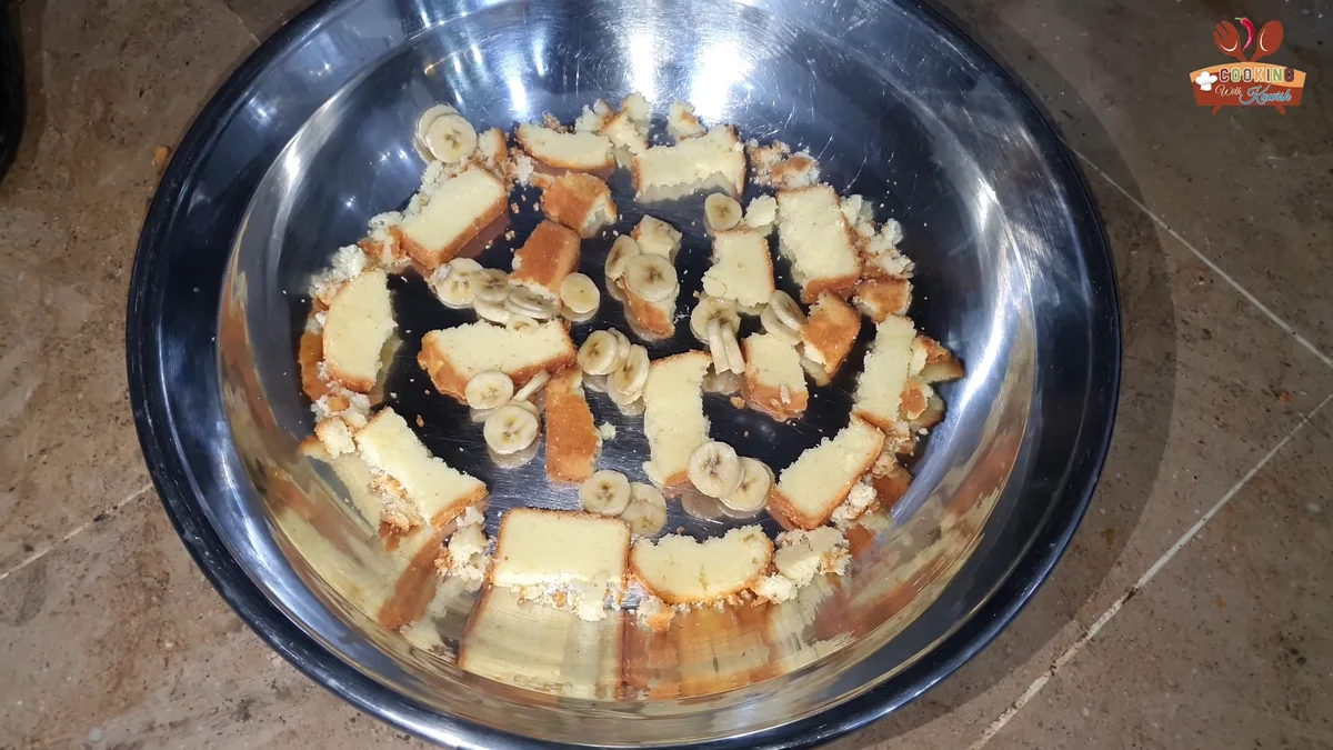 Cake pieces spread in a layer