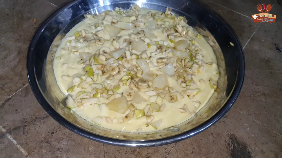 Chopped nuts sprinkled over the custard layer