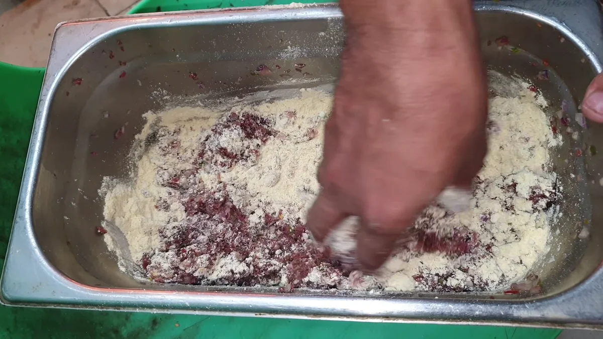 Maize flour kneaded into the chapli kabab mixture