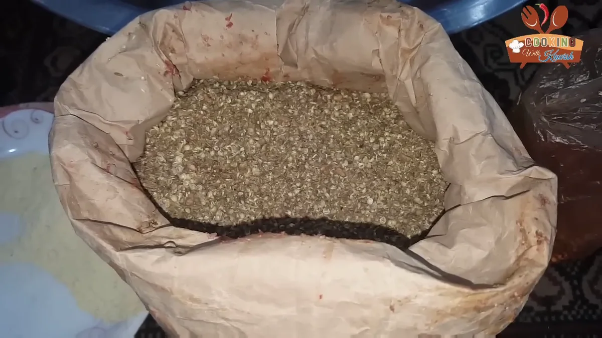 Sack of seeds and spices used for the kabab