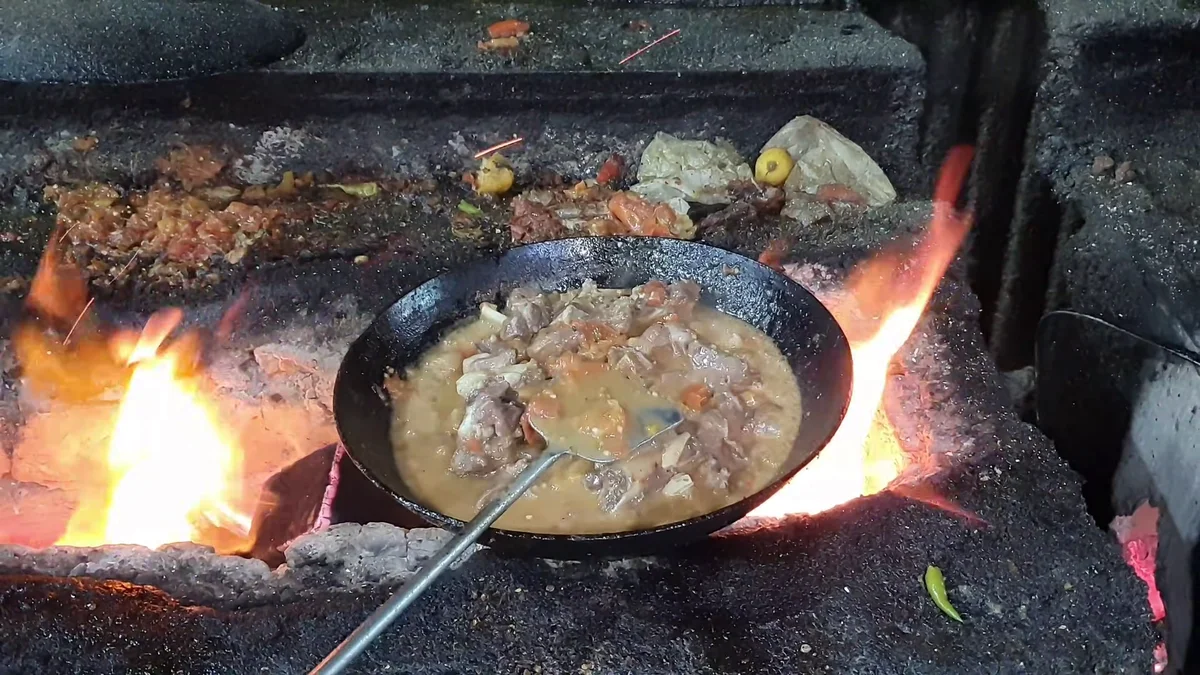 Mutton karahi simmering over high flames