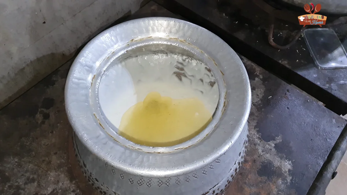 Oil added to the yogurt in the deg