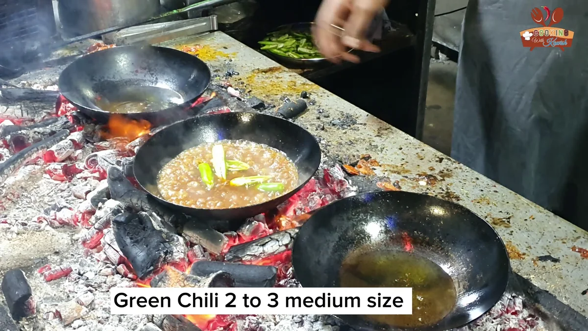 Green chillies added to the keema