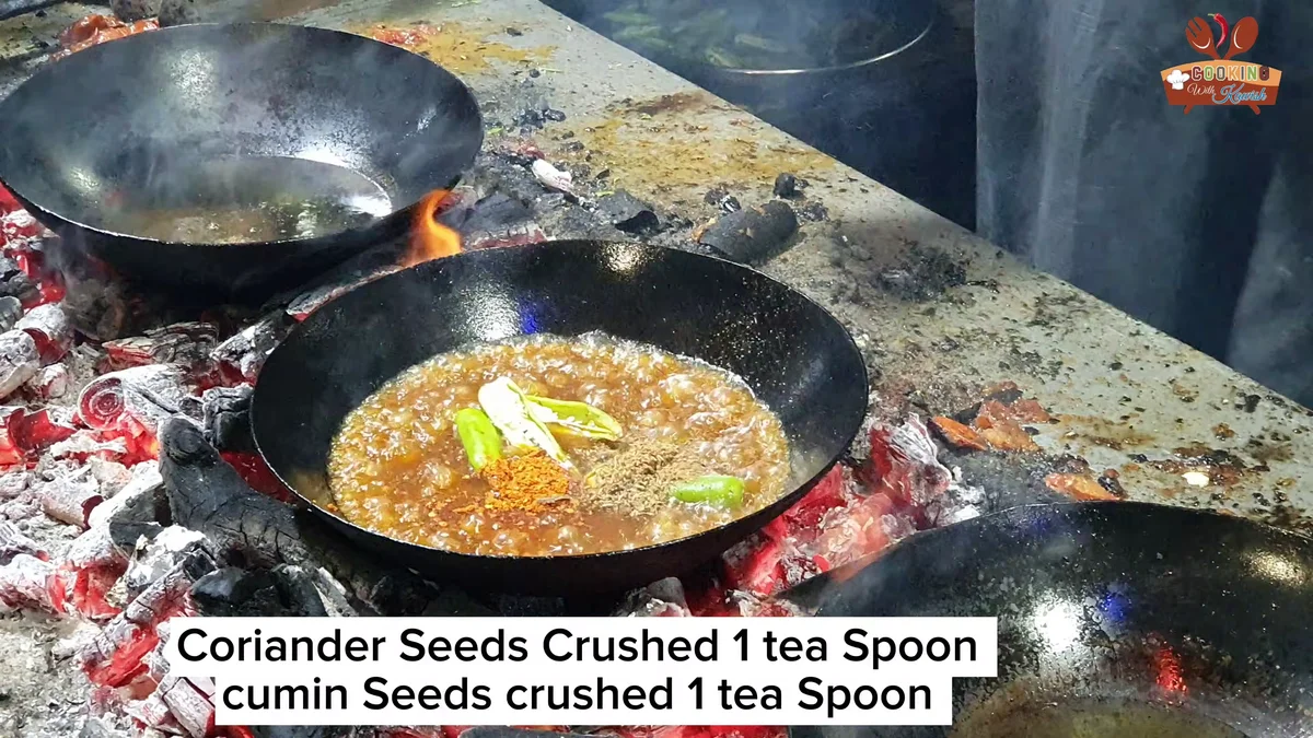 Crushed coriander and cumin seeds added to the keema